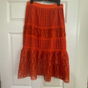 Diane von Furstenberg Tiana Orange Crochet Skirt